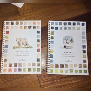 2 Emily Lex Studio woodland and winter watercolor workbooks, great holiday gift